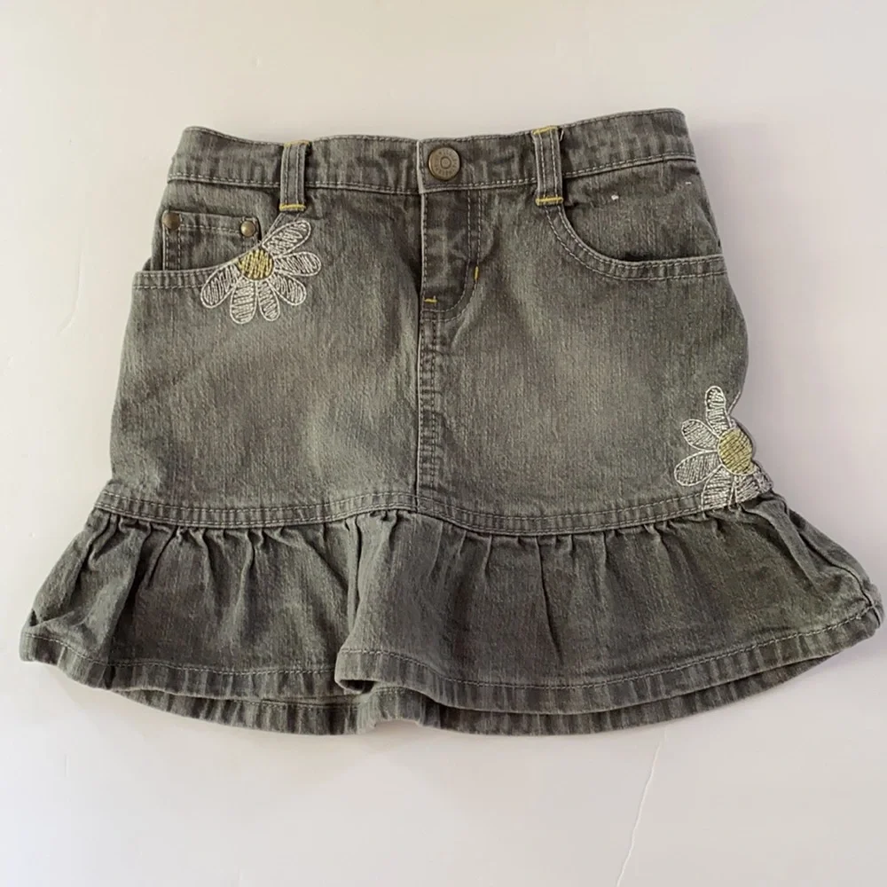 GYMBOREE | Daisy Embroidered Jean Skirt Flounce hem